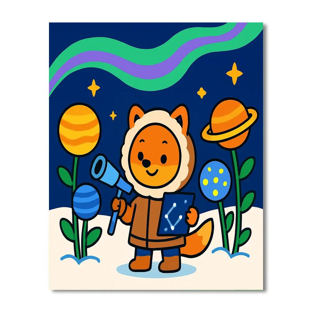 Aurora Garden Fox Astronomer DIY paint by numbers