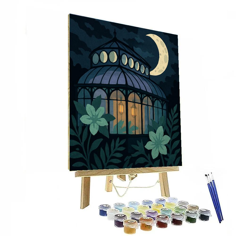 Moon Phase Glasshouse Lantern Paint by numbers art
