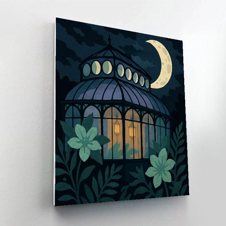 Moon Phase Glasshouse Lantern Paint by numbers art
