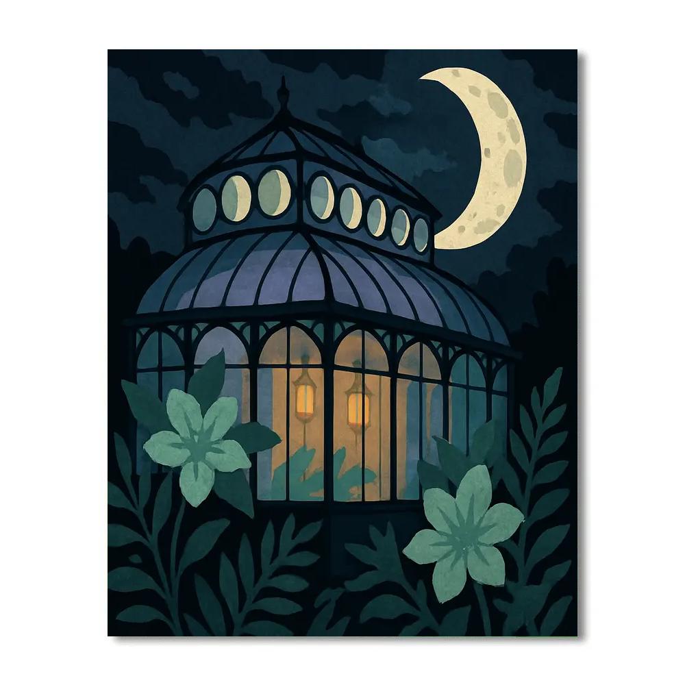 Moon Phase Glasshouse Lantern Paint by numbers art