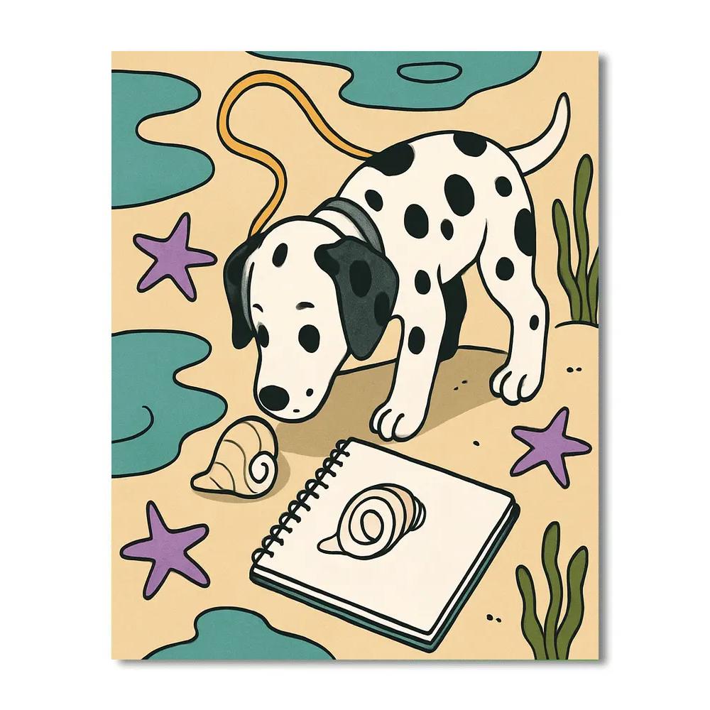 Tidepool Sketchbook With Dog Companion painting number kit