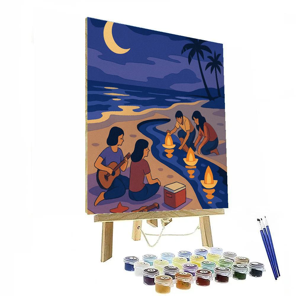 Lantern Regatta At The Beach Painting by numbers kit