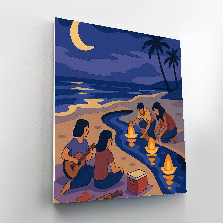 Lantern Regatta At The Beach Painting by numbers kit