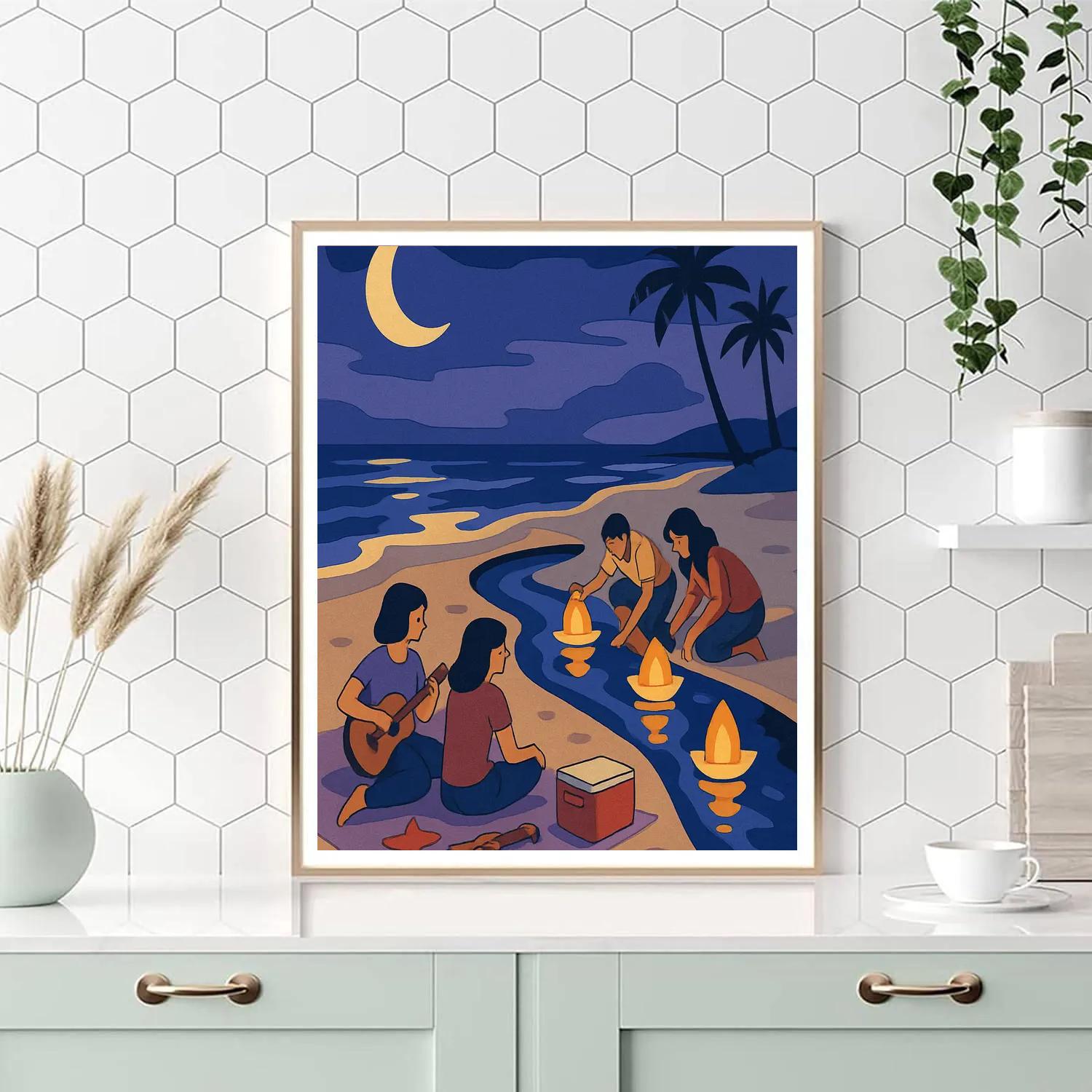 Lantern Regatta At The Beach Painting by numbers kit