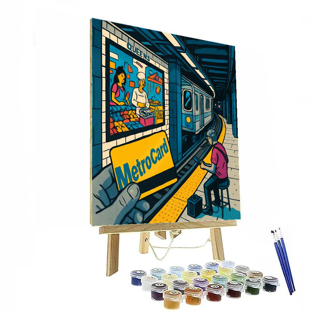 Subway Platform In New York Glow Numbered painting kits