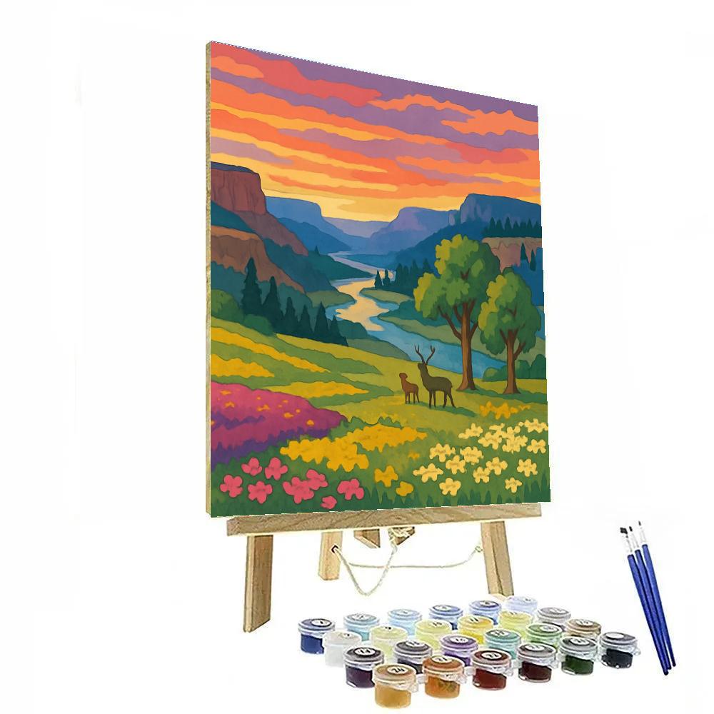 Canyon Bloom With Landscape Horizon paint by color