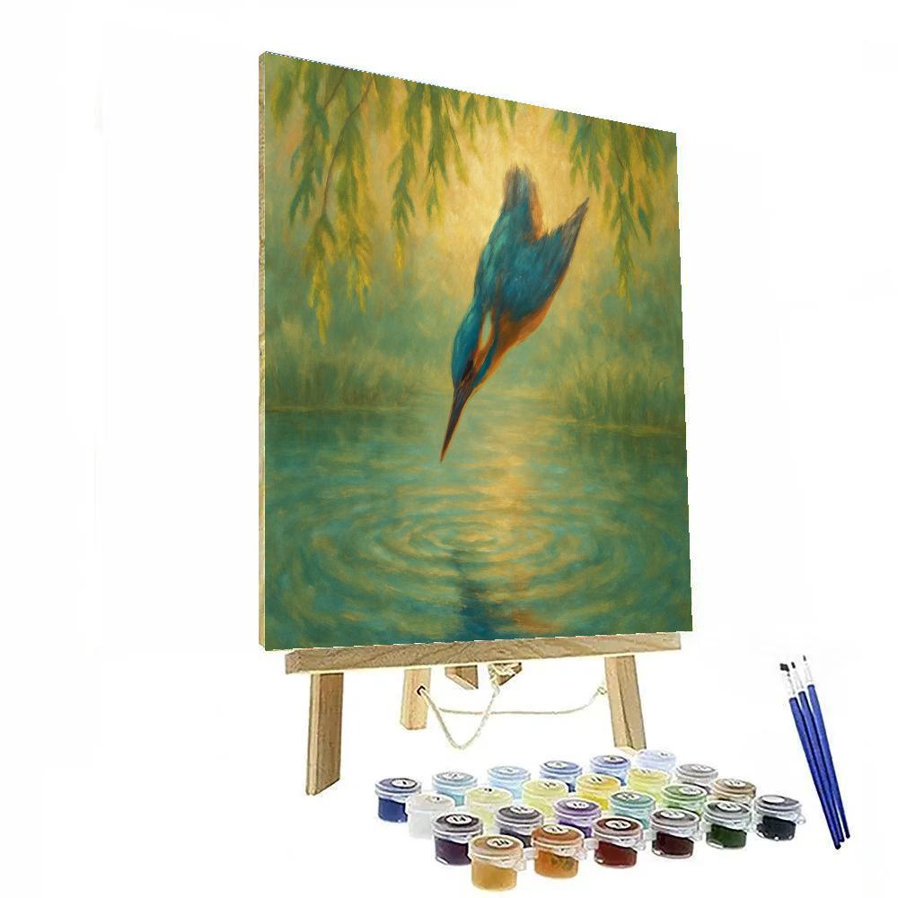 Kingfisher Ripple Over Willow Pool paint by color