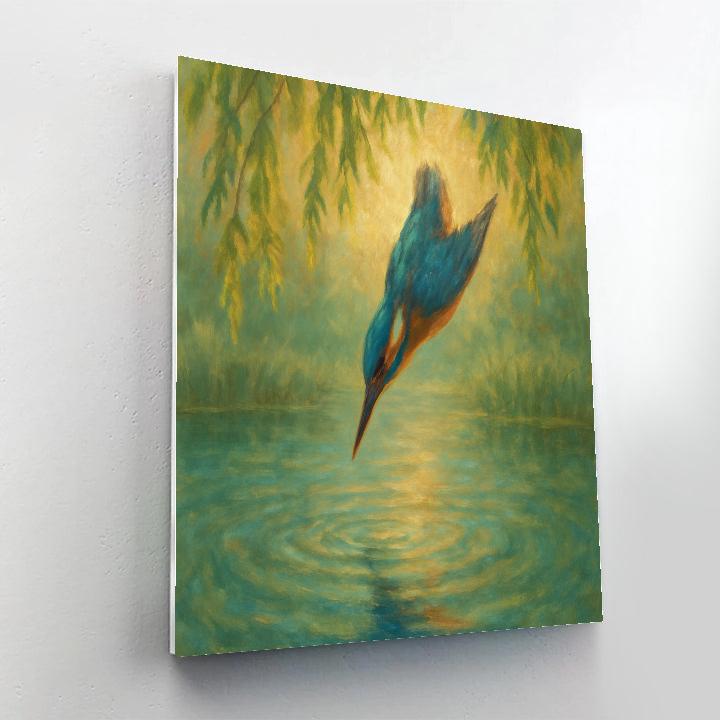 Kingfisher Ripple Over Willow Pool paint by color