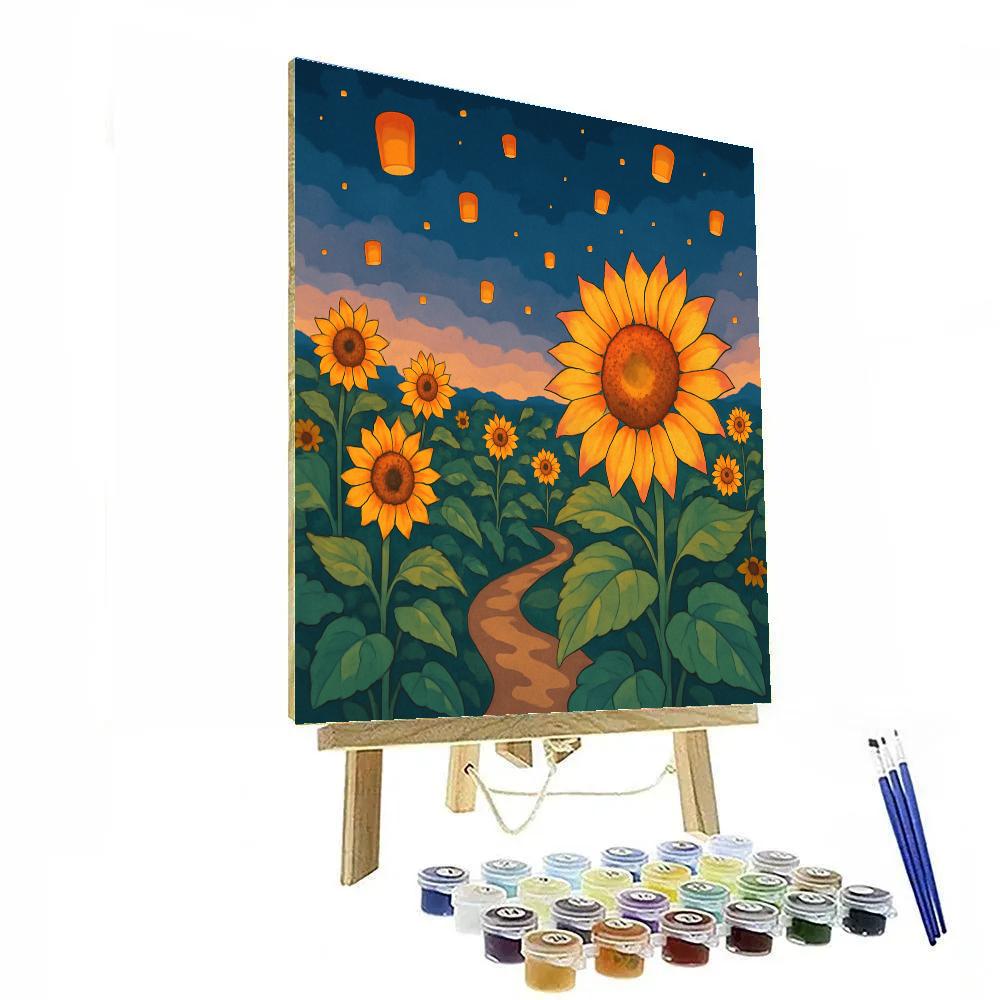 Lantern Festival In A Sunflower Field painting number kit
