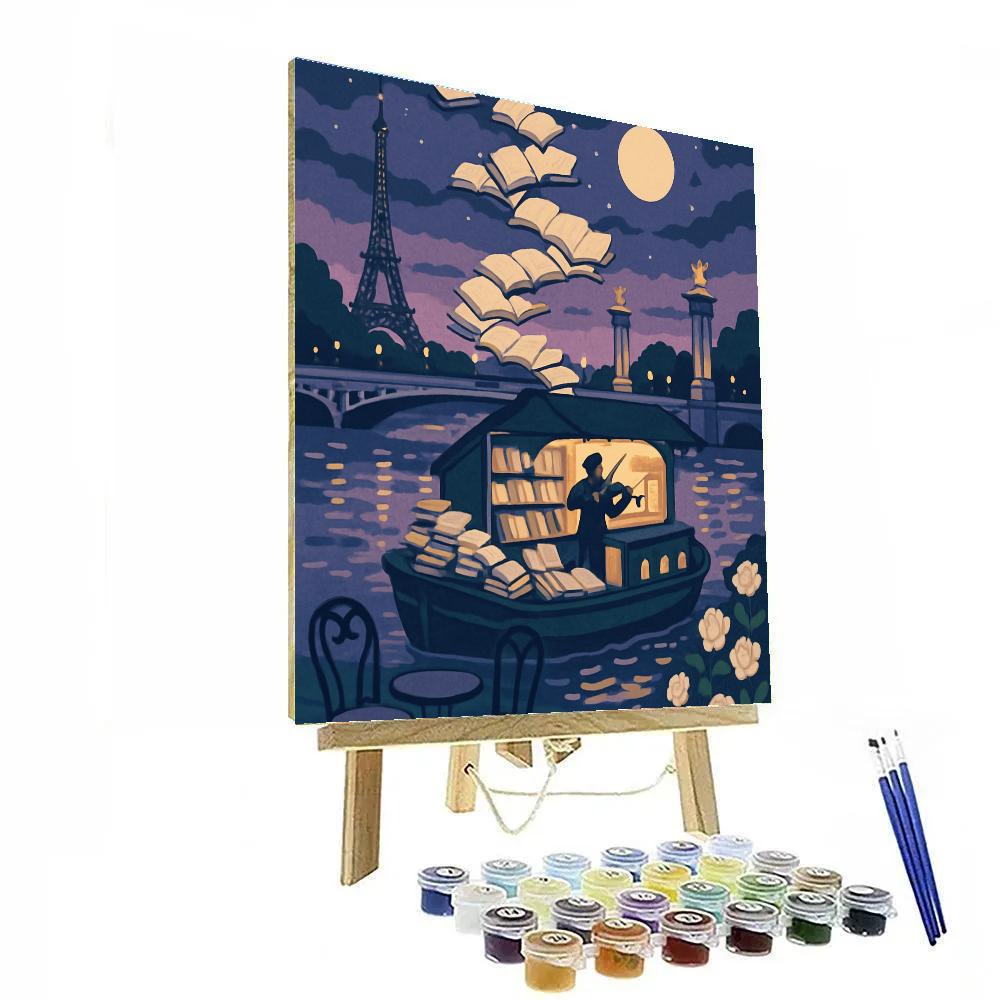 Moonlit Skyline Over The Seine In Paris Painting by numbers kit