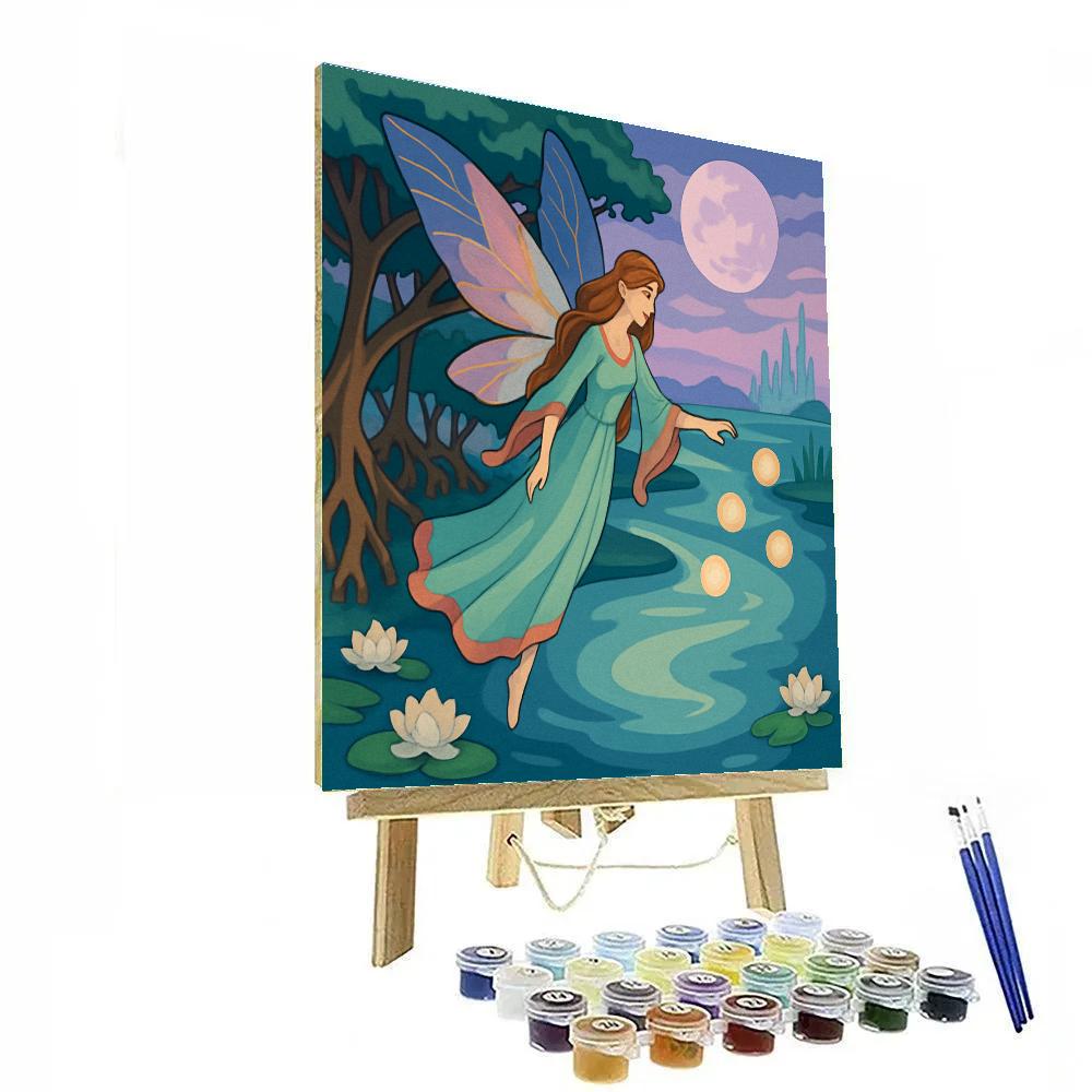Moonlit Lagoon With Fairy Lanterns Painting by numbers kit