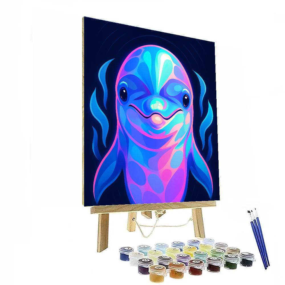 Neon Tide Dolphin Focus DIY paint by numbers