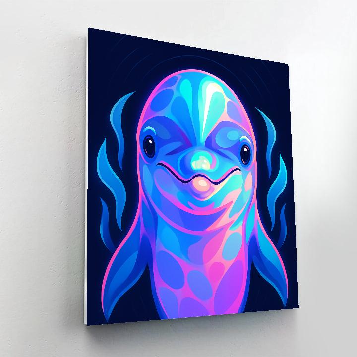 Neon Tide Dolphin Focus DIY paint by numbers