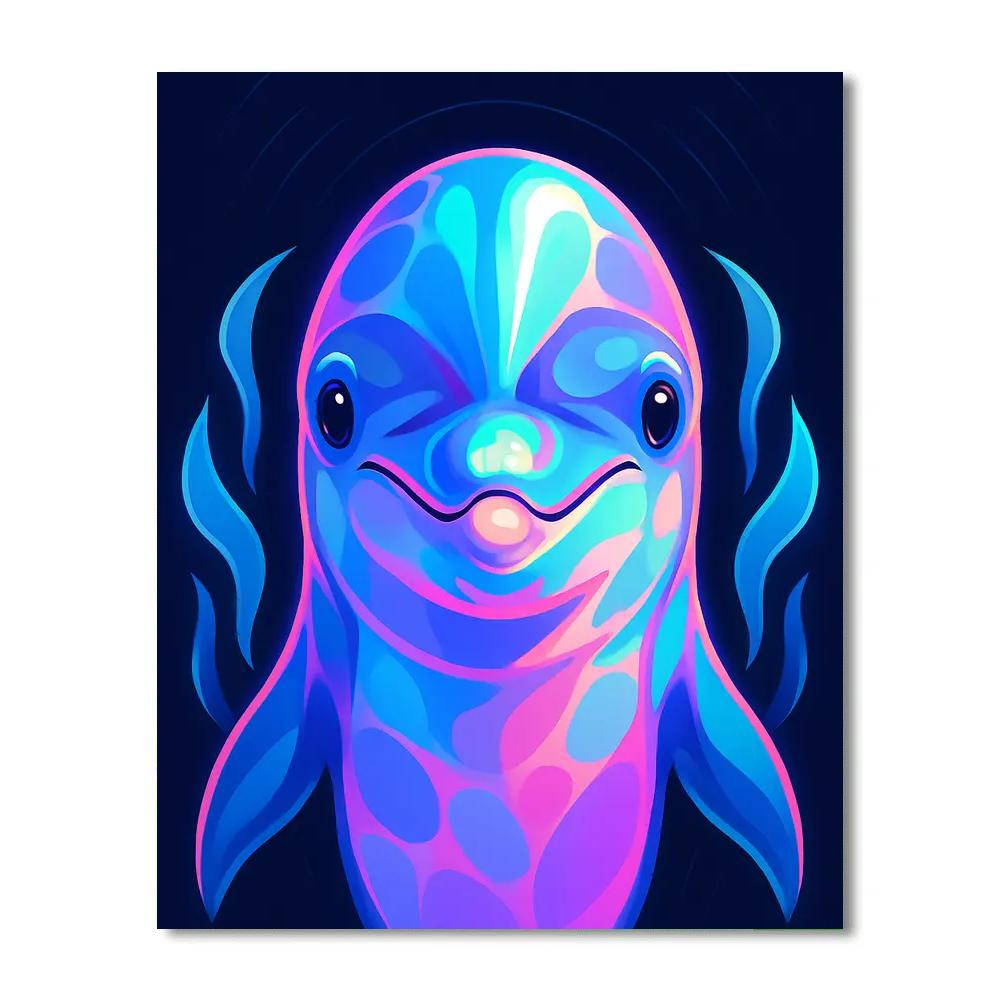 Neon Tide Dolphin Focus DIY paint by numbers