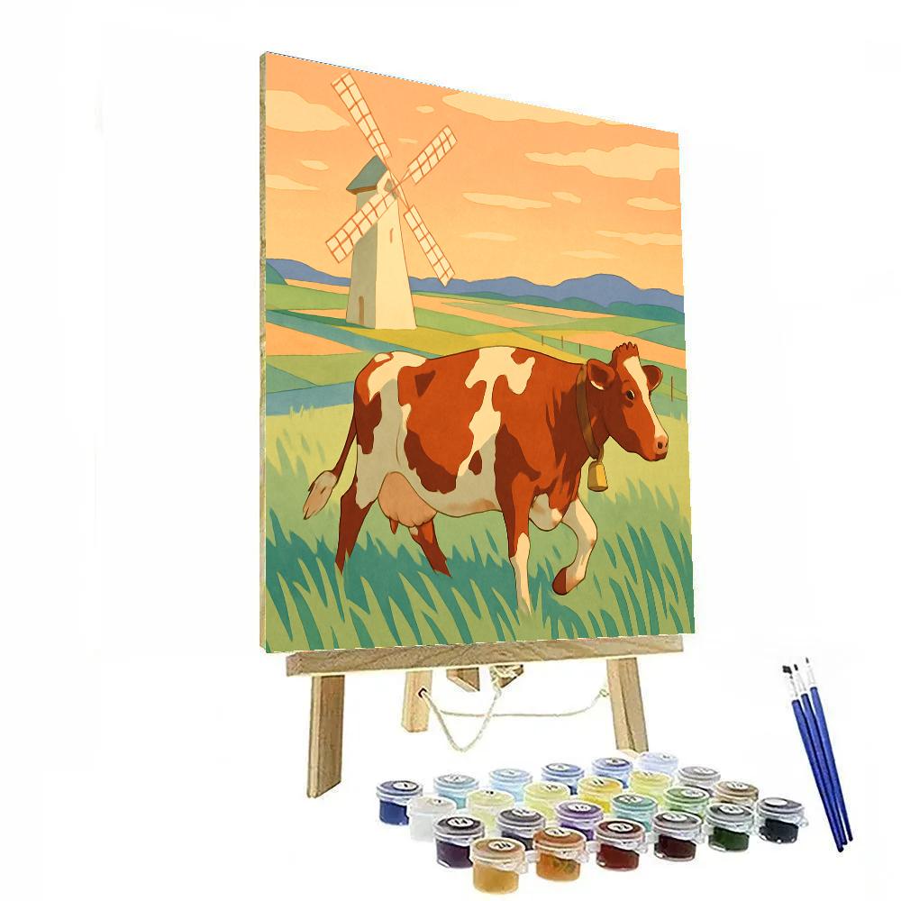 Windmill Shadow Cow Pasture Numbered painting kits