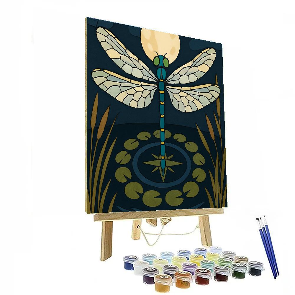 Marshlight Dragonfly Compass Number painting