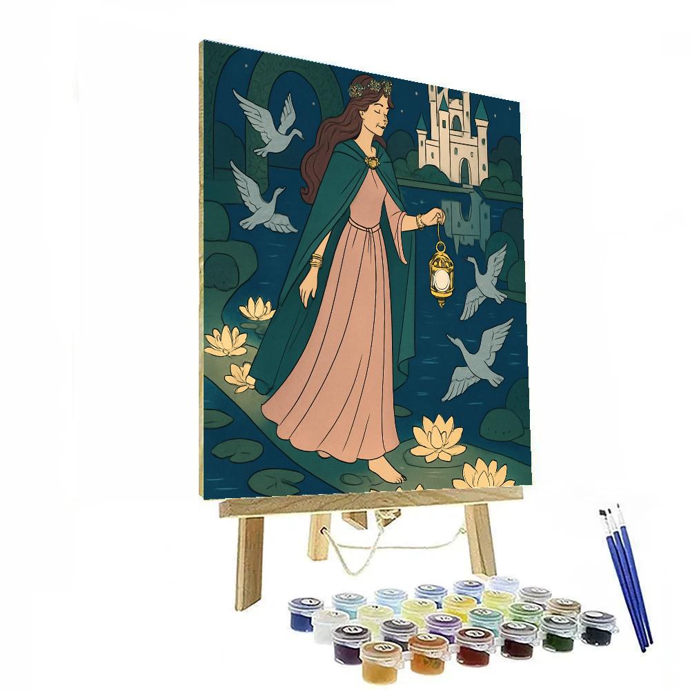Moonlit Garden With Princess Promenade Numbered painting kits