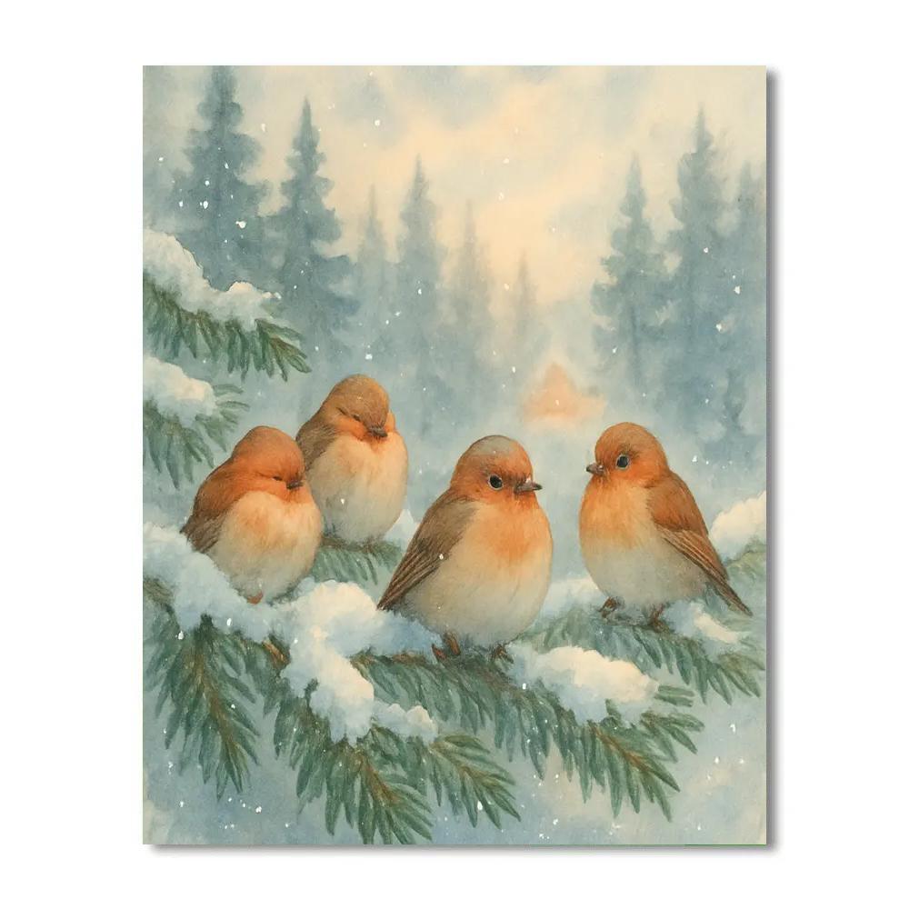 Snowy Finch Hearth Of Pines Painting by numbers kit