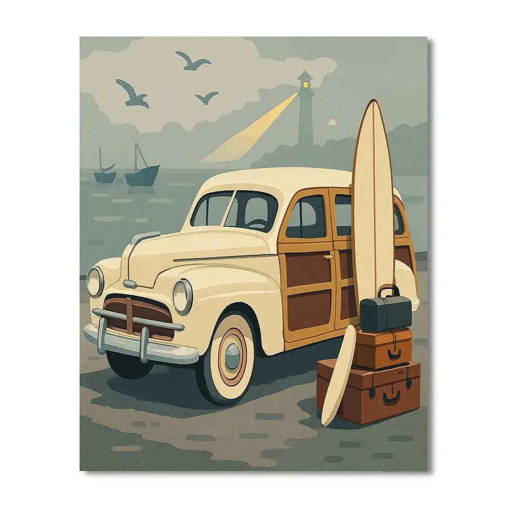 Harbor Road Trip With Cars paint by color