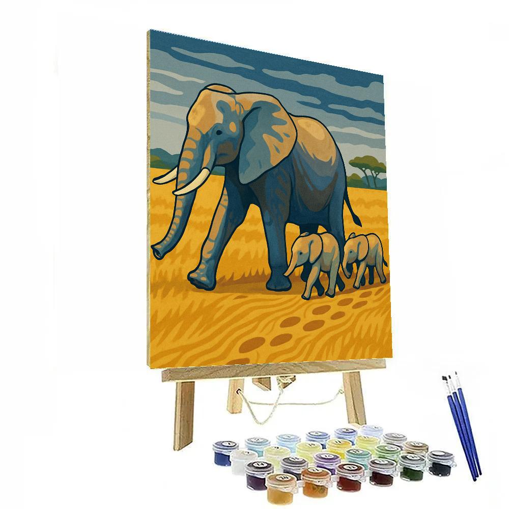 Savannah Wind Map With Elephant Paint by numbers kits