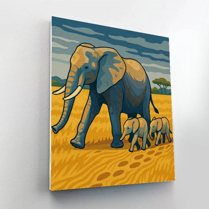 Savannah Wind Map With Elephant Paint by numbers kits