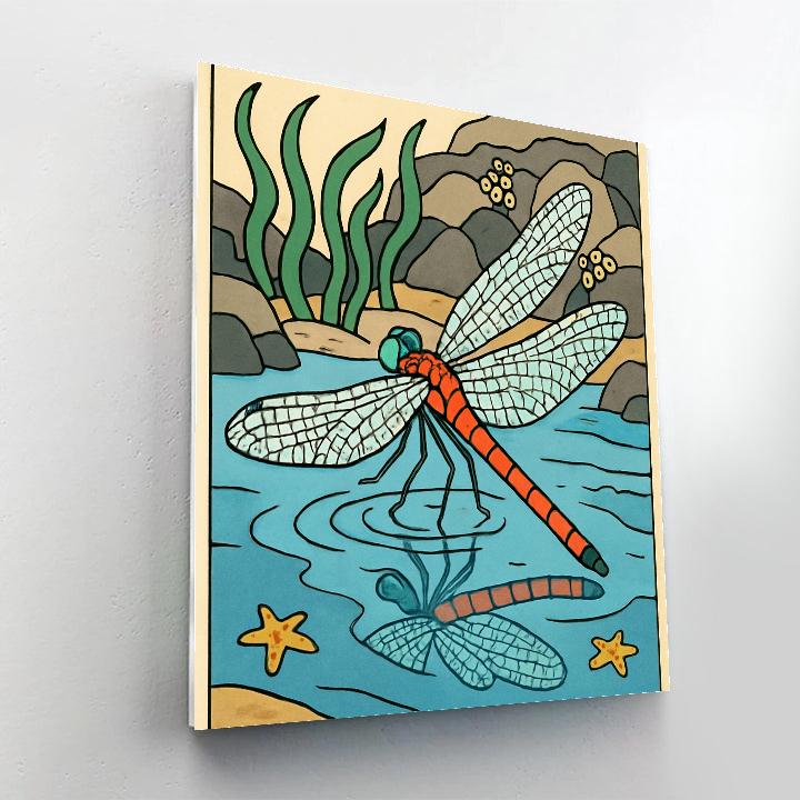 Tidepool Mirrors With Dragonfly Interior Number painting