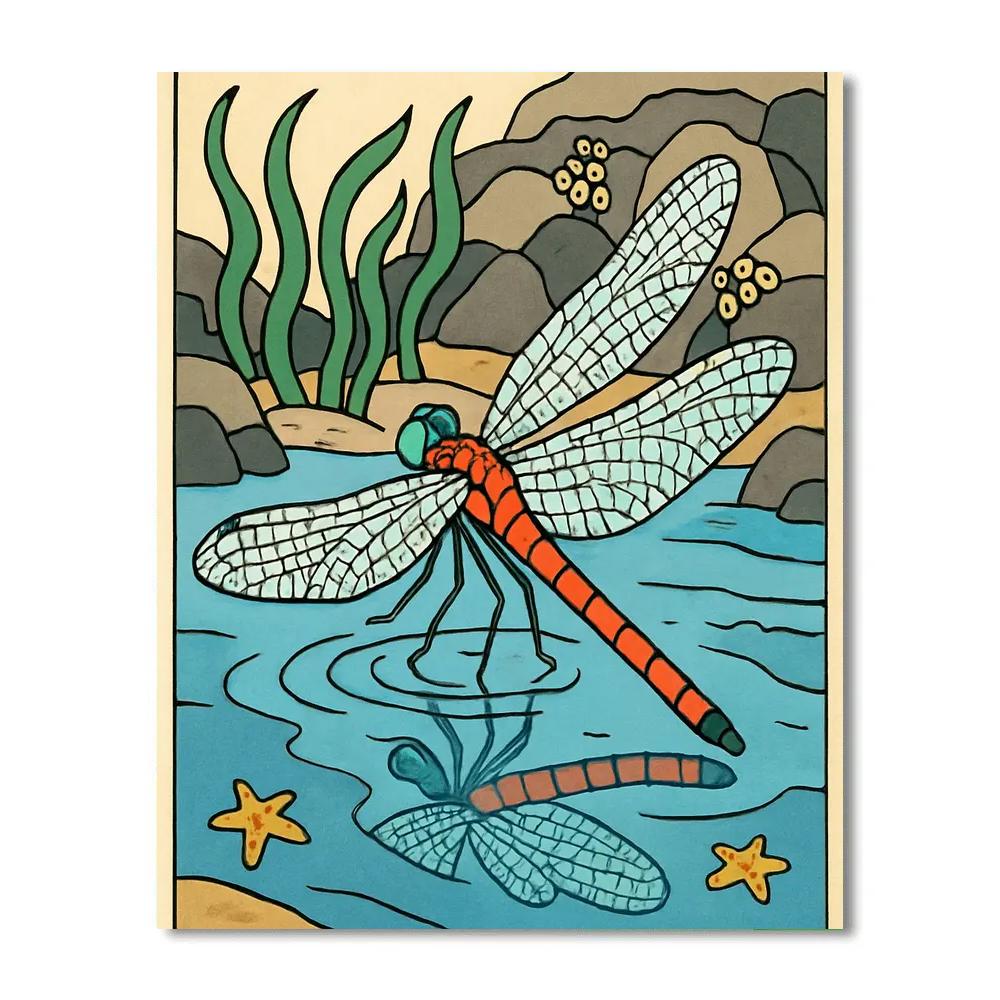 Tidepool Mirrors With Dragonfly Interior Number painting