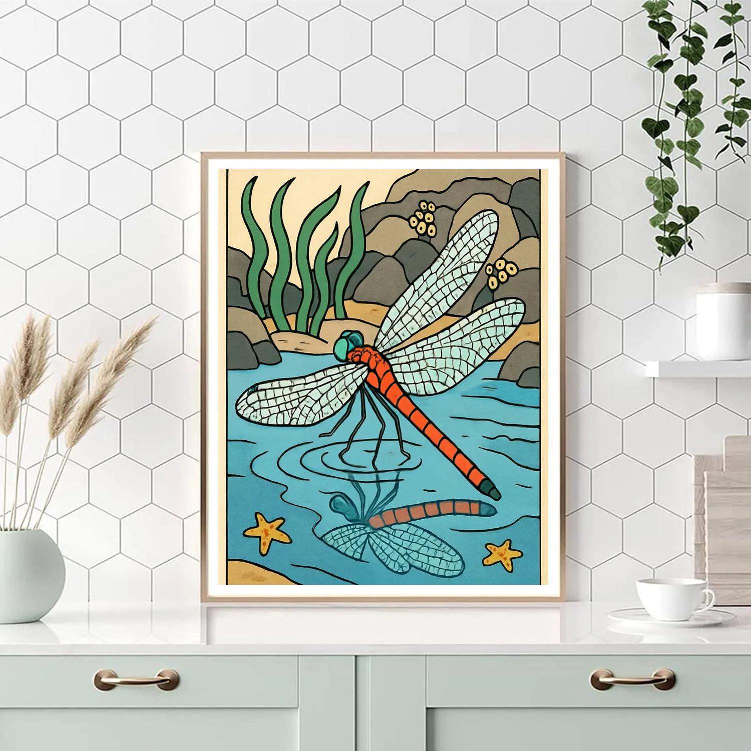 Tidepool Mirrors With Dragonfly Interior Number painting