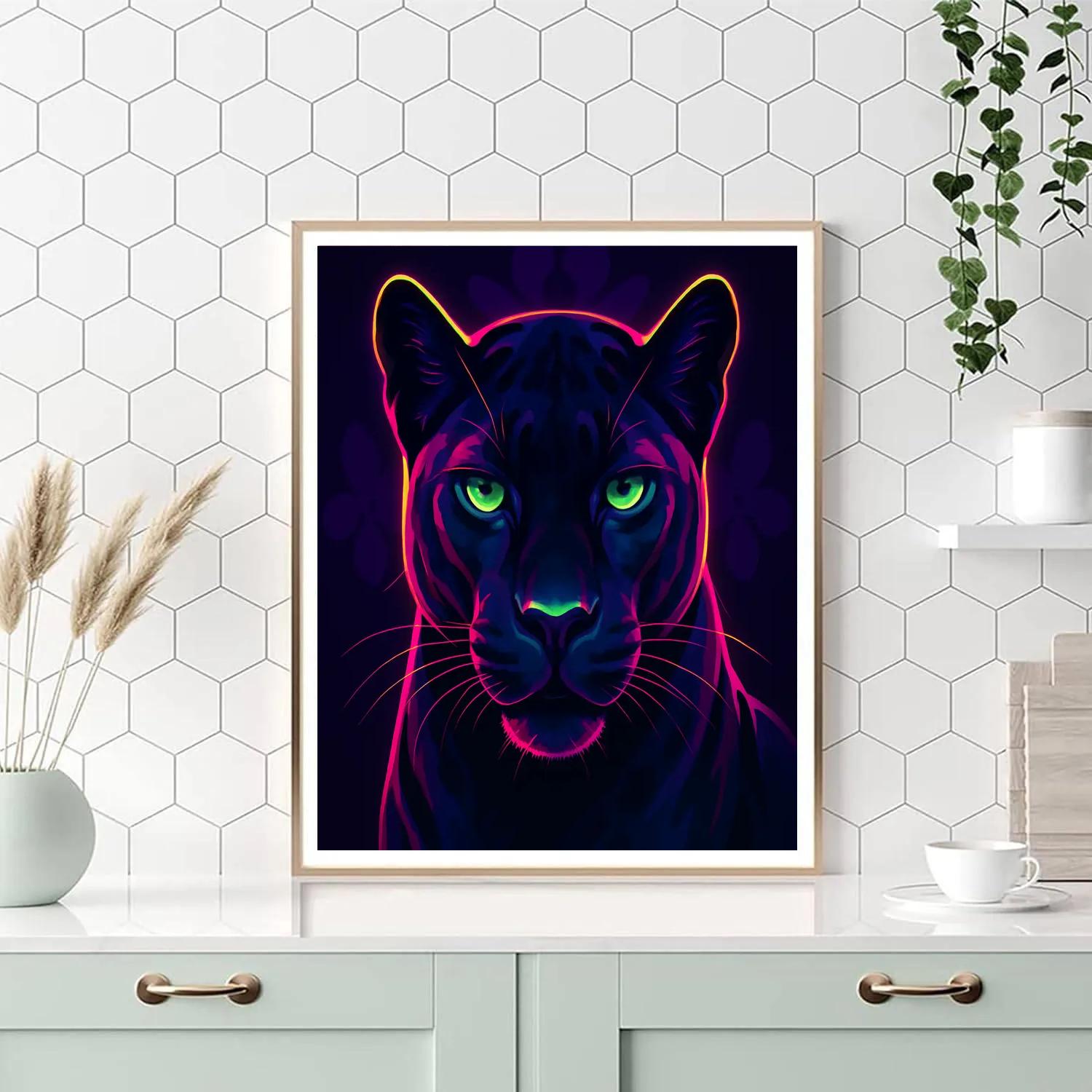 Midnight Orchid Panther Numbered painting kits