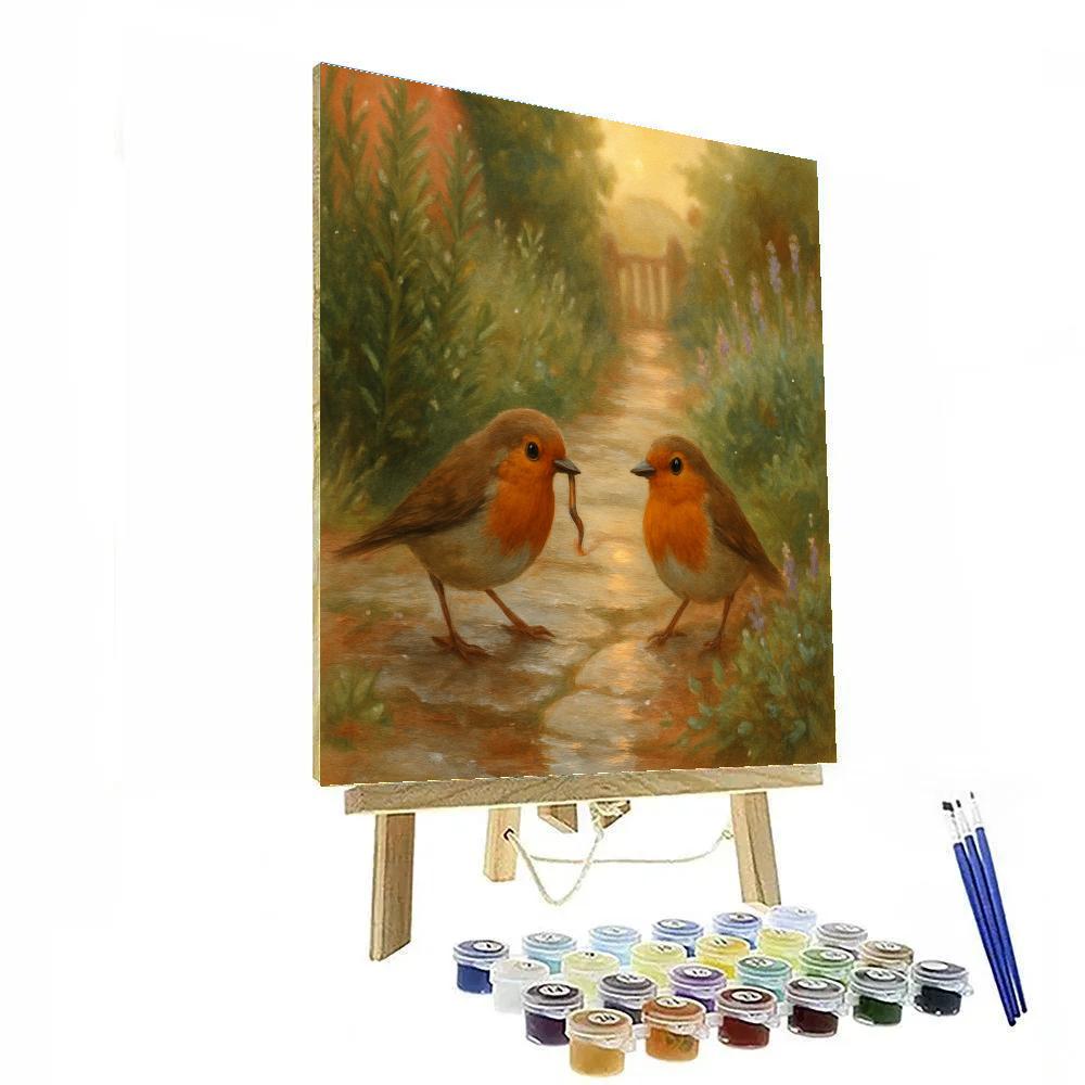 Robins And Rainwashed Herb Garden Numbered painting kits