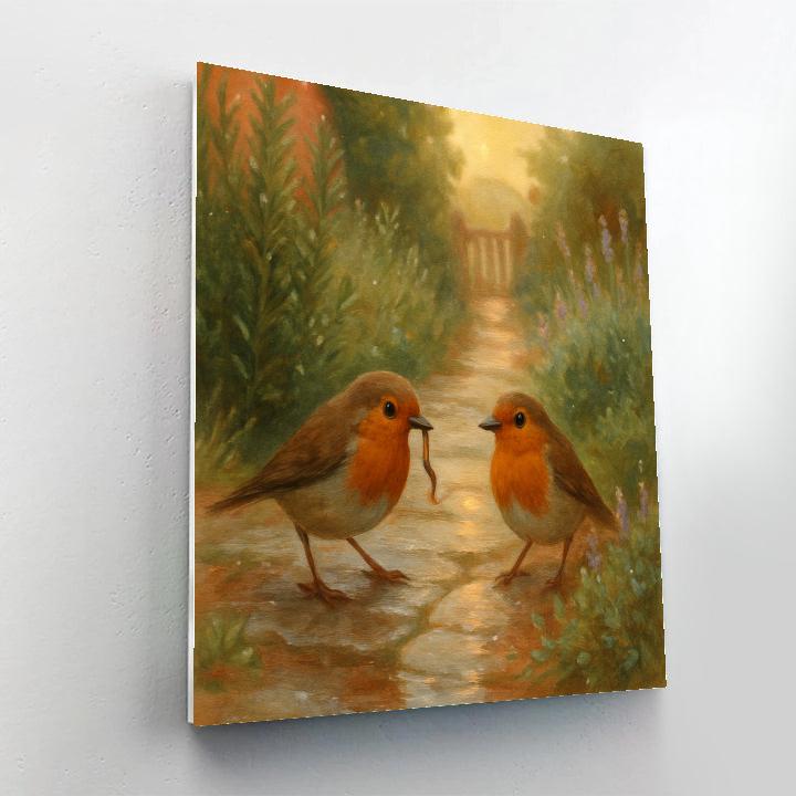 Robins And Rainwashed Herb Garden Numbered painting kits