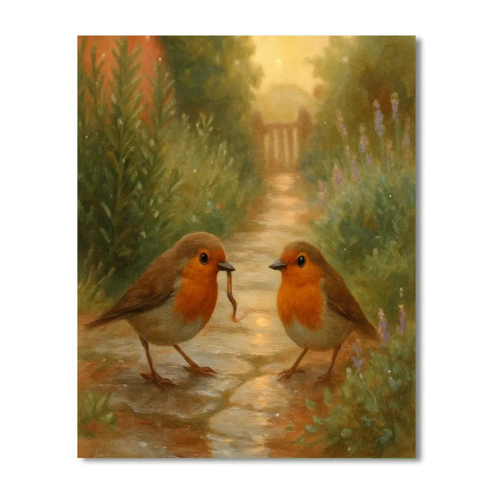 Robins And Rainwashed Herb Garden Numbered painting kits