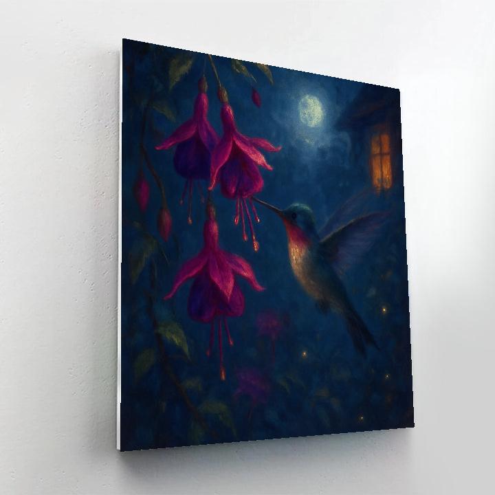 Hummingbird Among Moonlit Fuchsias Paint by numbers art