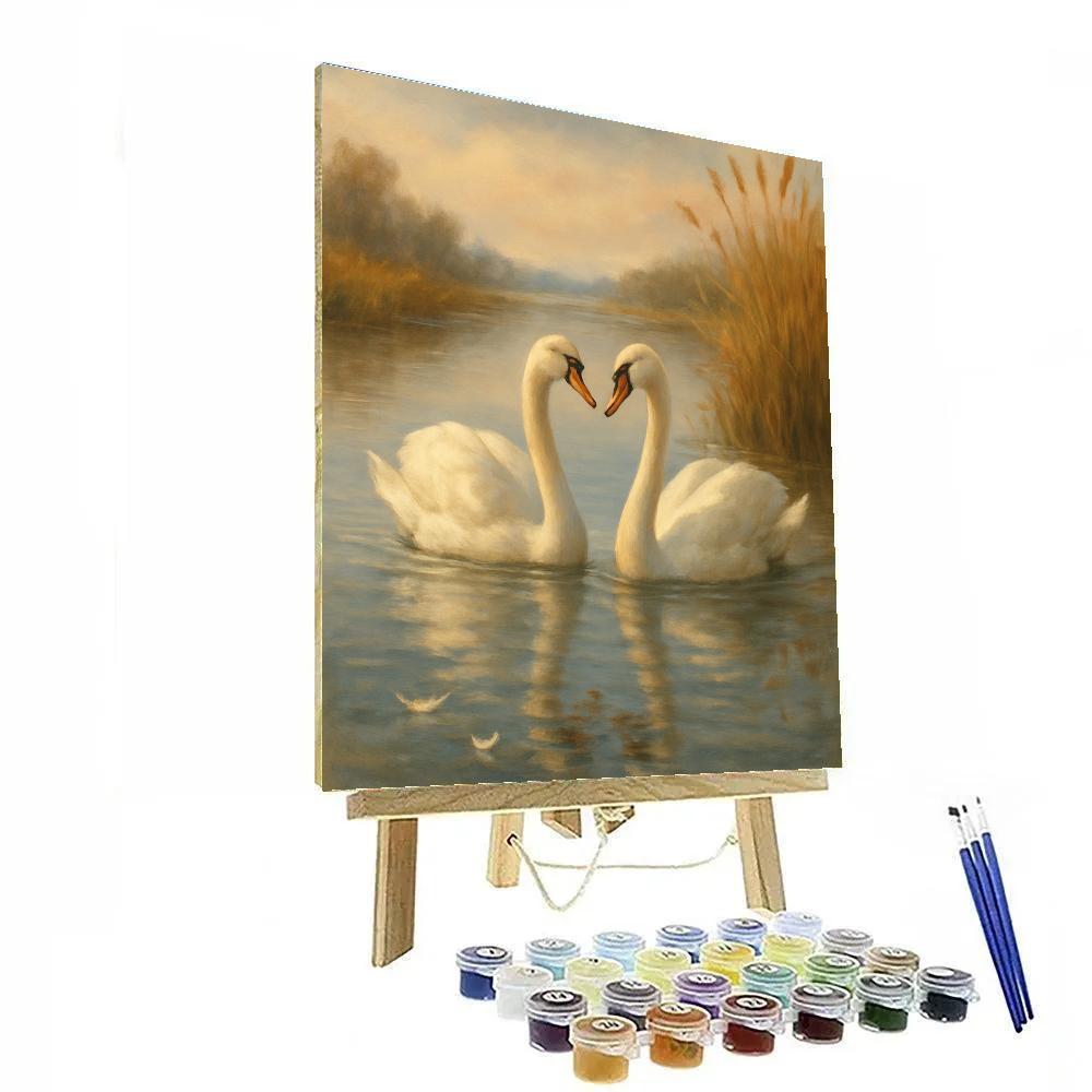 Swans In The Quiet Reed Bay Paint by numbers art