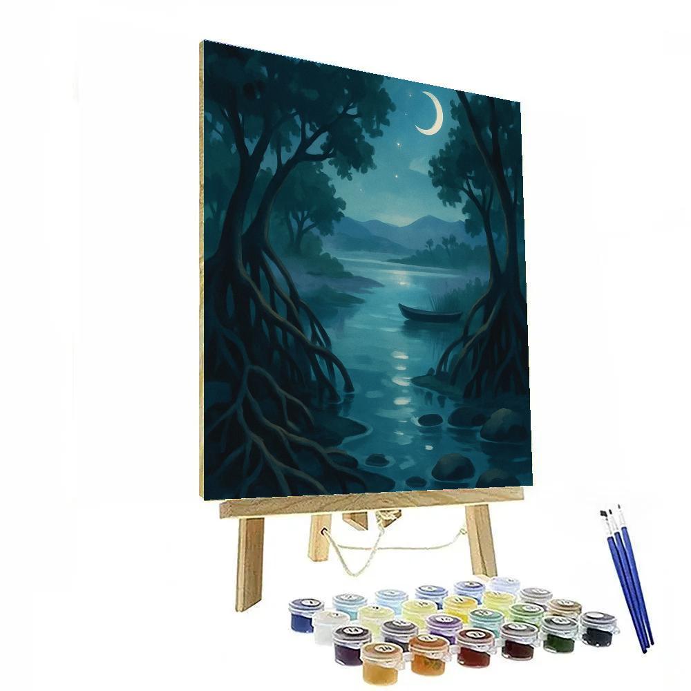 Moonlit Mangrove Mirror Lagoon Paint by numbers art