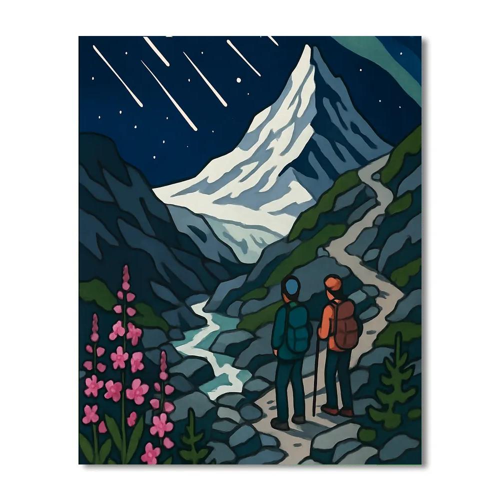 Stargazer Trail With Mountain Bloom Numbered painting kits