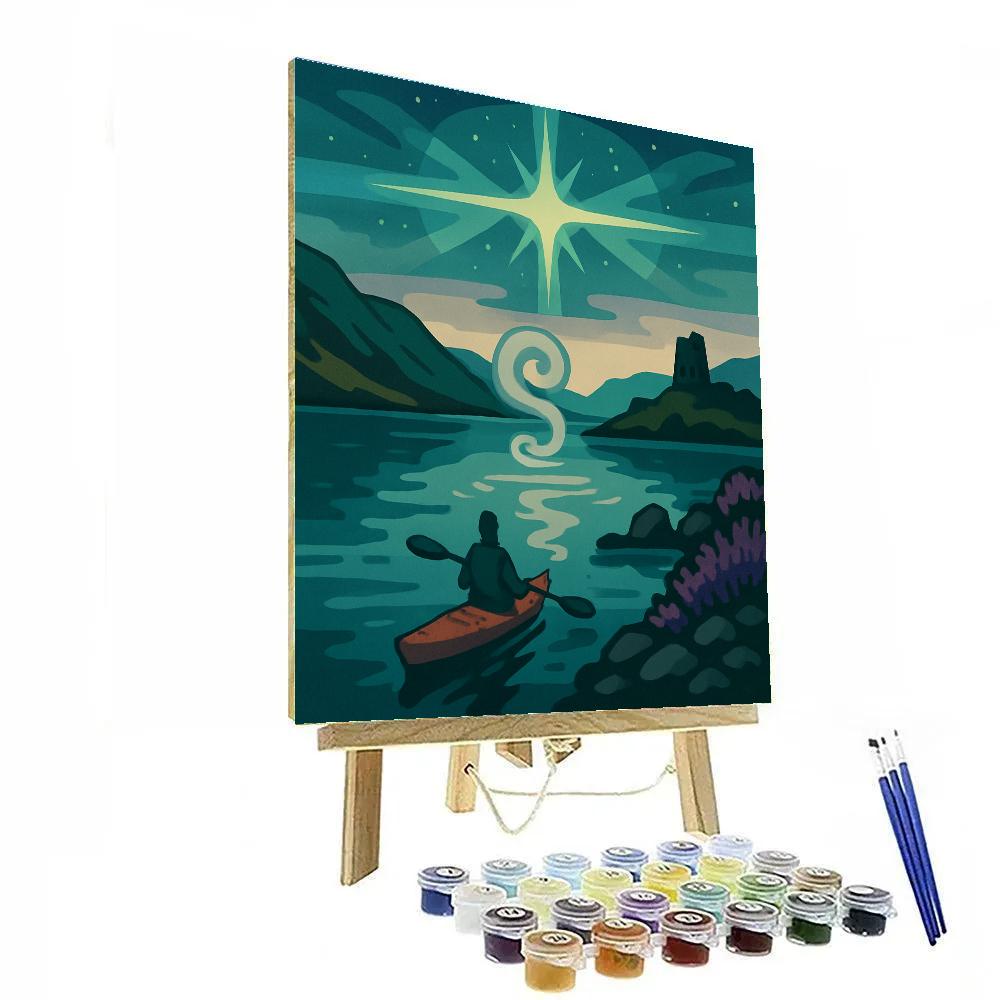 Aurora Compass Over Scotland Loch paint by numbers