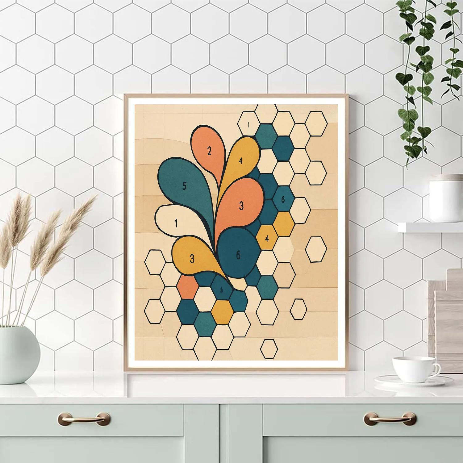 Tessellated Abstract Drift Garden paint by numbers