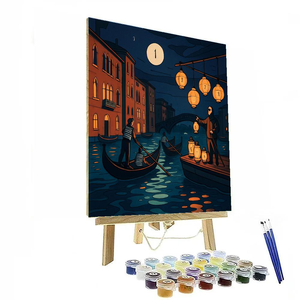 Midnight Lantern Regatta Venice Painting by numbers kit
