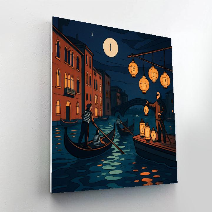 Midnight Lantern Regatta Venice Painting by numbers kit