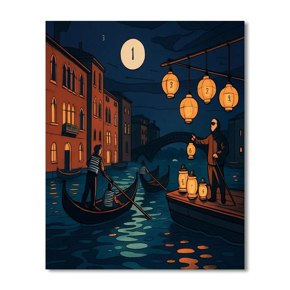 Midnight Lantern Regatta Venice Painting by numbers kit