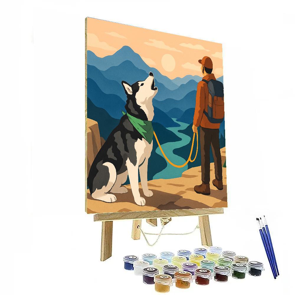 Mountain Echoes With Dog Companion painting number kit