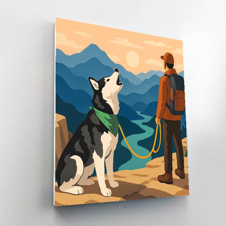 Mountain Echoes With Dog Companion painting number kit
