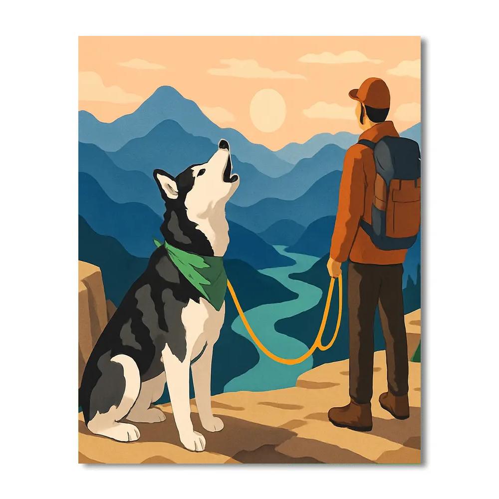 Mountain Echoes With Dog Companion painting number kit