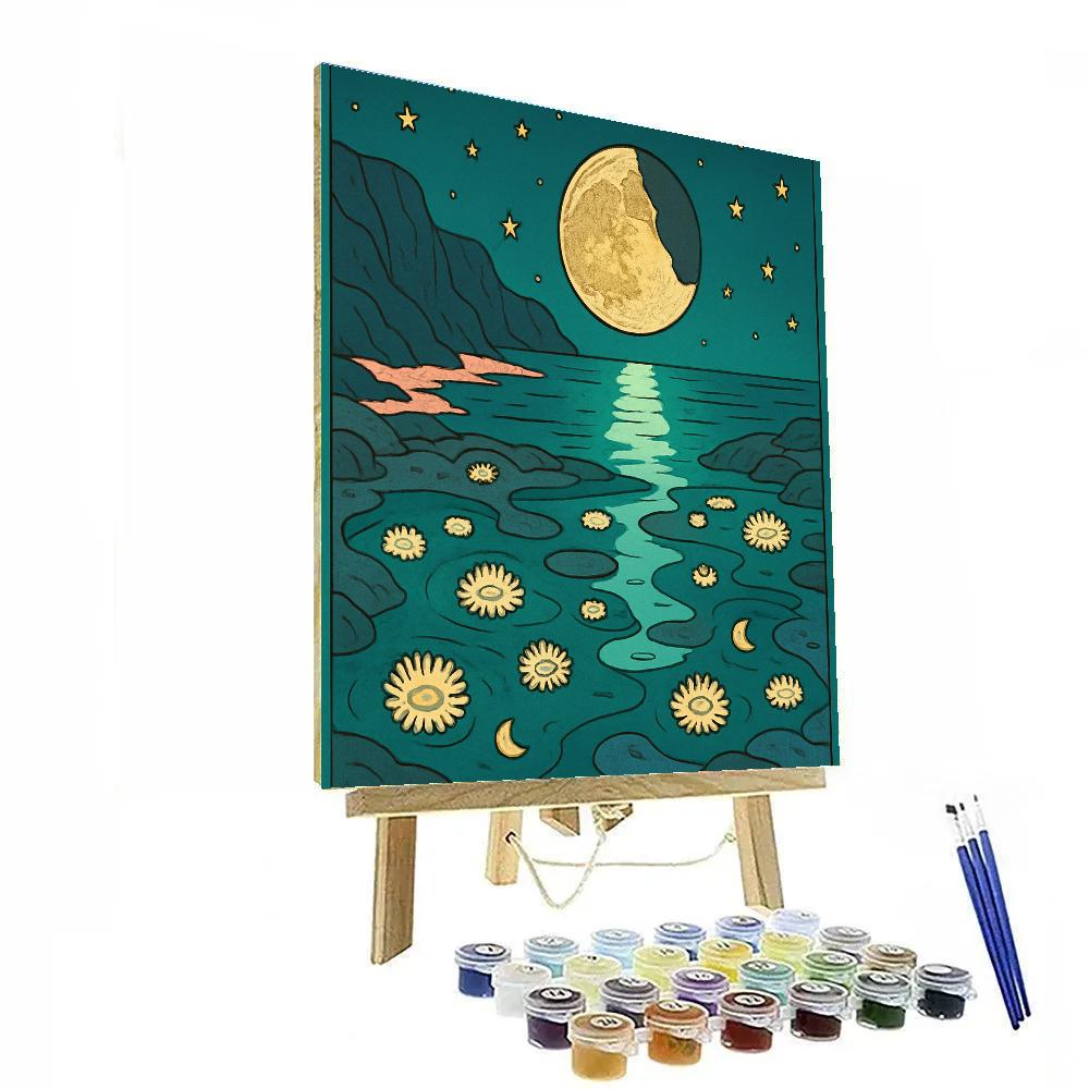 Tidepool Garden Under A Moonlit Eclipse paint by number