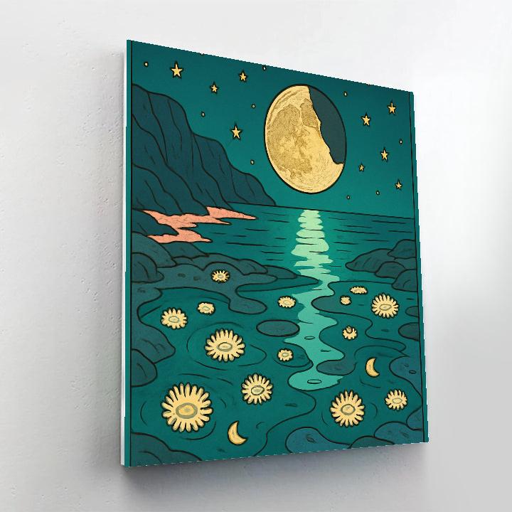 Tidepool Garden Under A Moonlit Eclipse paint by number
