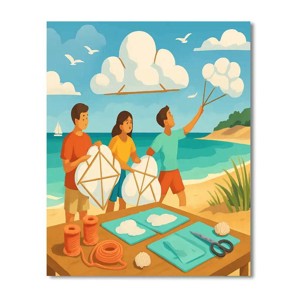 Beach Cloud Kites Workshop painting number kit