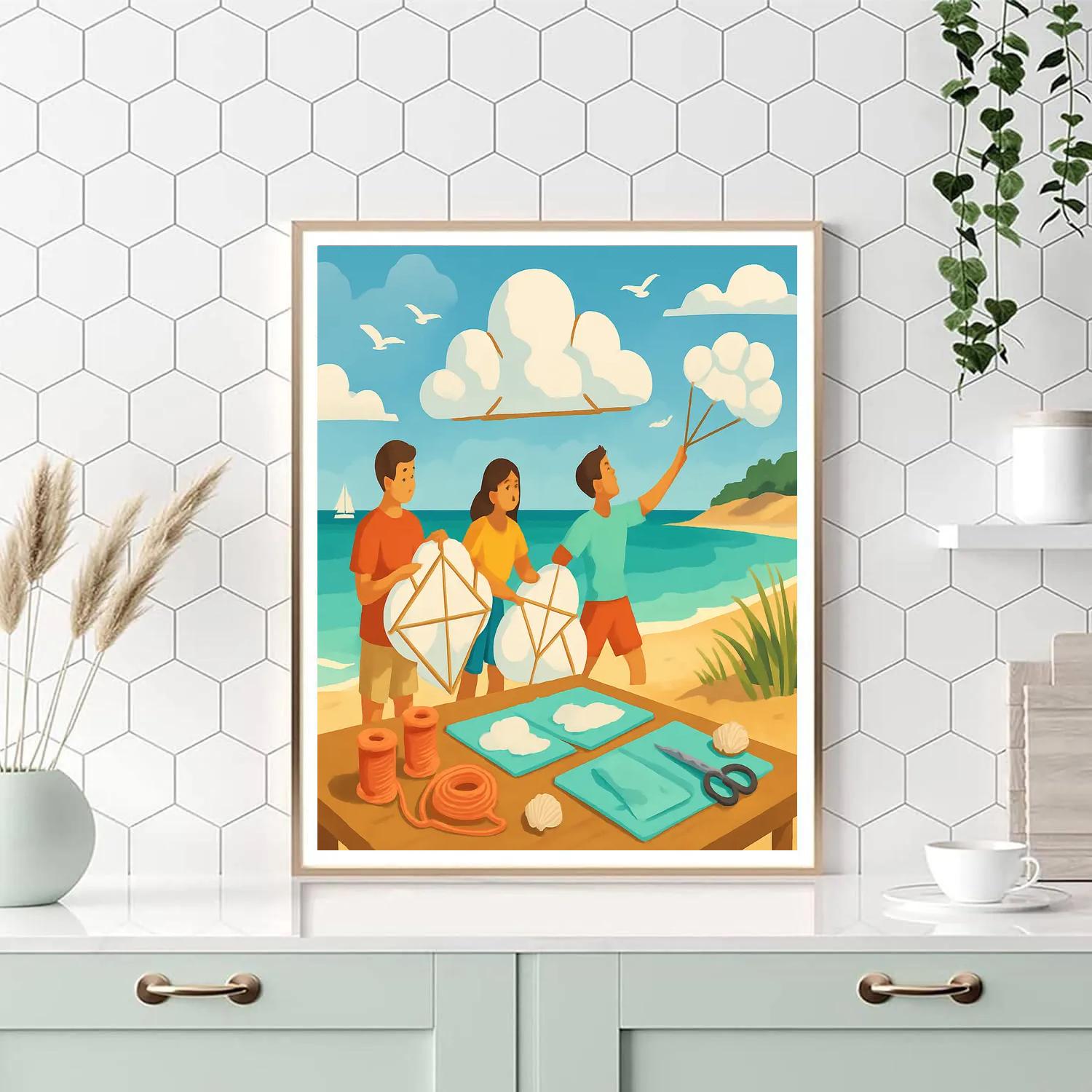 Beach Cloud Kites Workshop painting number kit