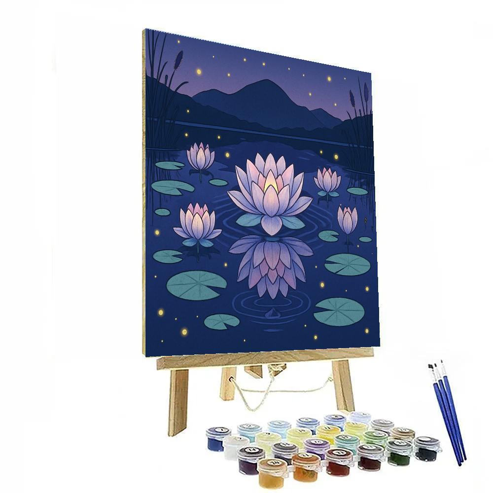 Mirror Lake Flowers In Twilight DIY paint by numbers