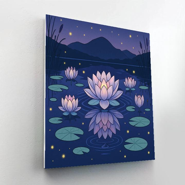 Mirror Lake Flowers In Twilight DIY paint by numbers